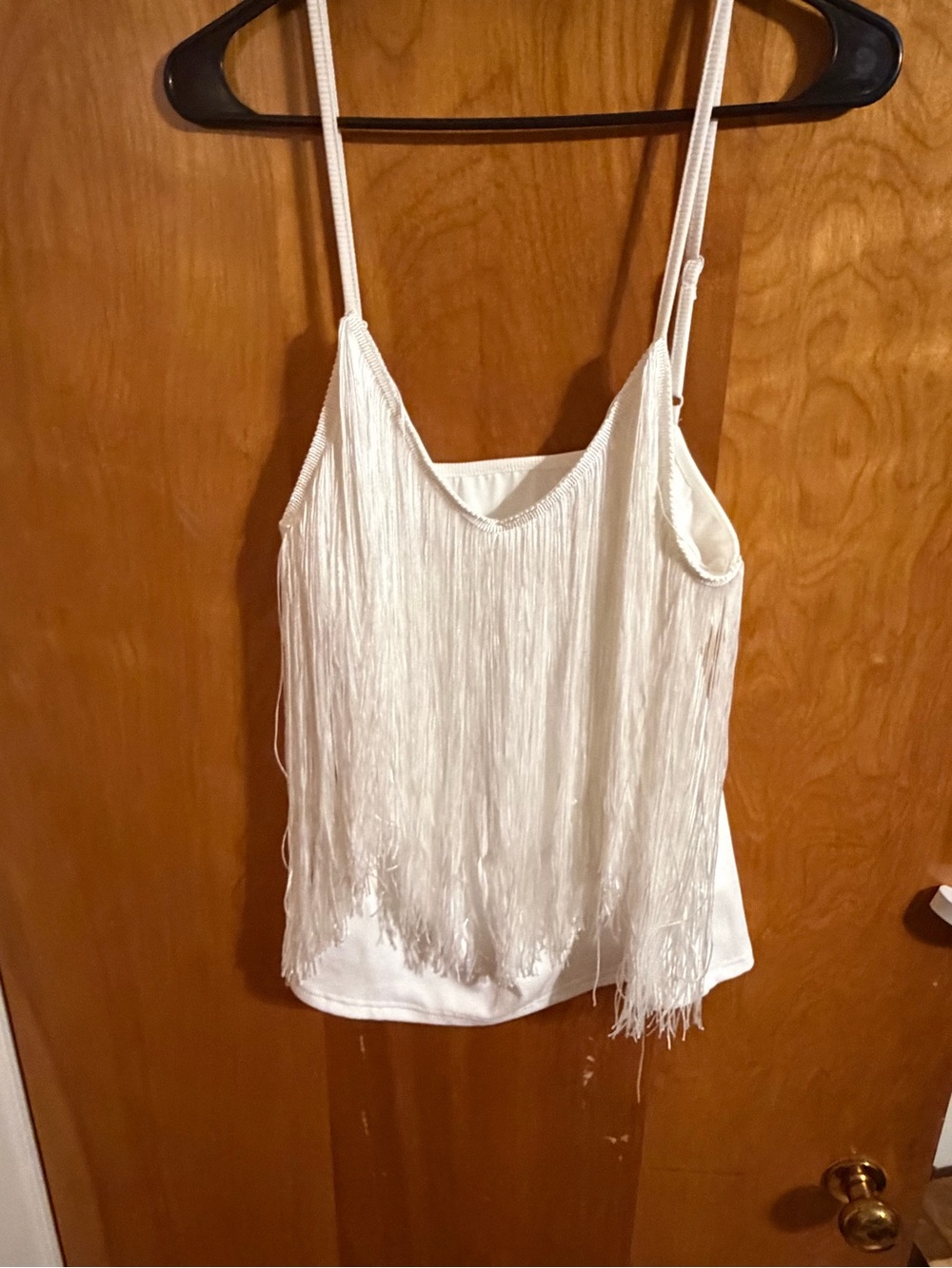 White Fringe Cami Tank Top - Women's Sleeveless Summer Top